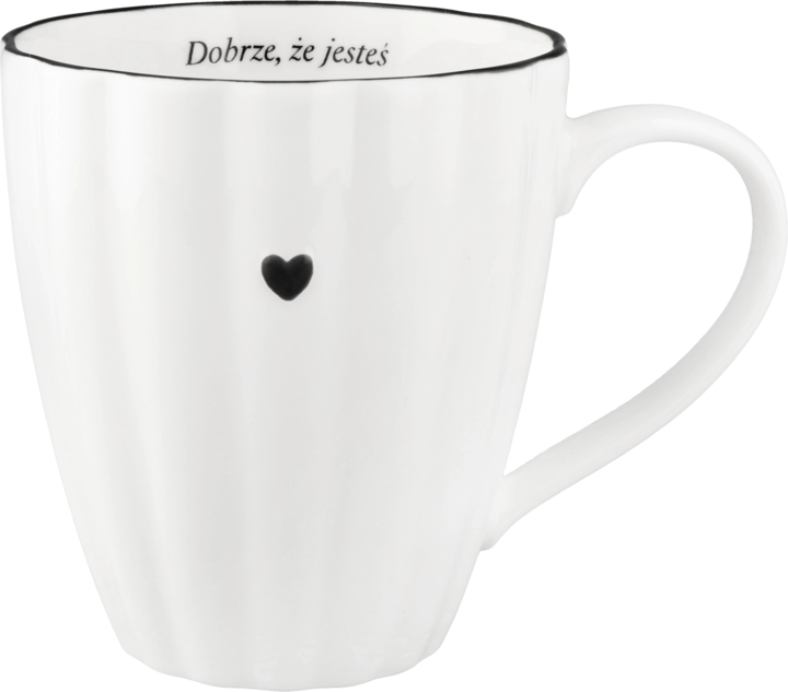 ELOY, Valentines, kubek porcelanowy, baryłka, z wytłaczanym czarnym sercem, poj. 380ml, 1 szt.
