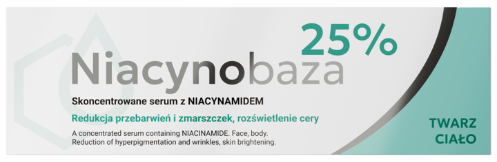NIACYNOBAZA, 25%, serum do twarzy i ciała, z Niacynamidem, skoncentrowane, 30 g