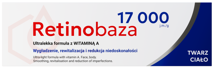 RETINOBAZA, 17 000 j.m.-g, krem do twarzy i ciała, z Witaminą A, wygładzenie, rewitalizacja i redukcja niedoskonałości, 30 g