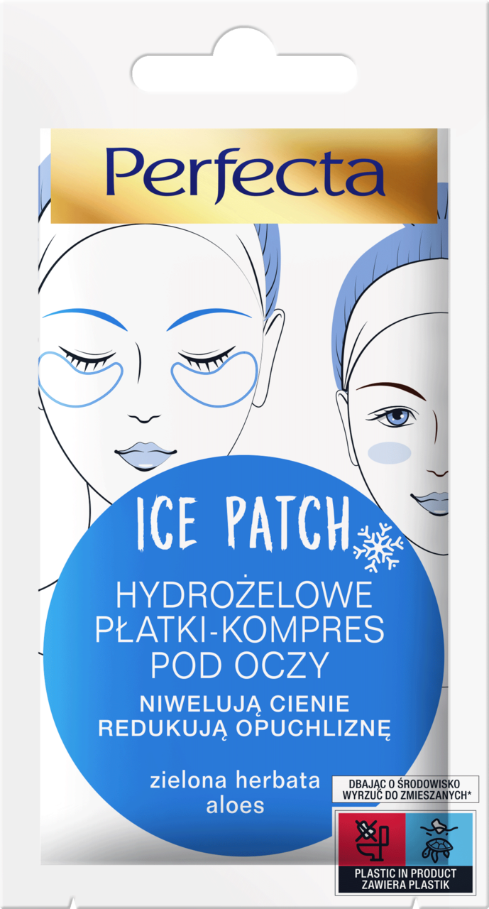 PERFECTA, Ice Patch, płatki pod oczy z zieloną herbatą i aloesem, redukują opuchliznę, 2 szt.