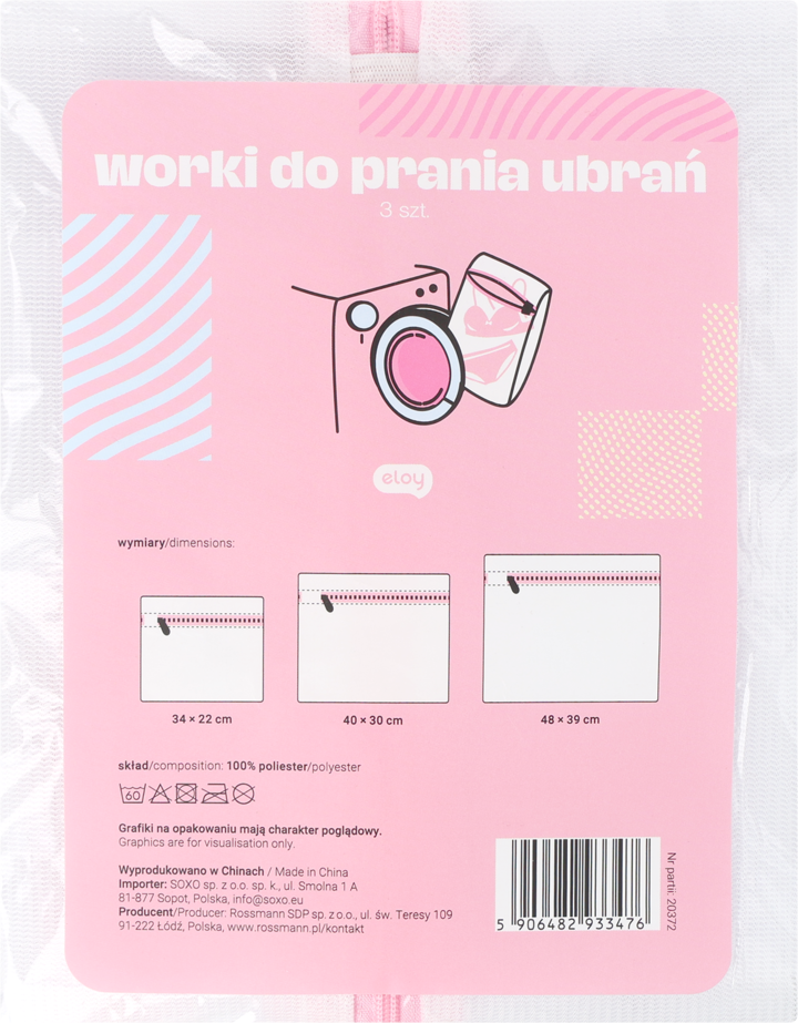 ELOY, worki do prania ubrań, wym. 34x22cm + 40x30cm + 48x39cm, 3 szt.