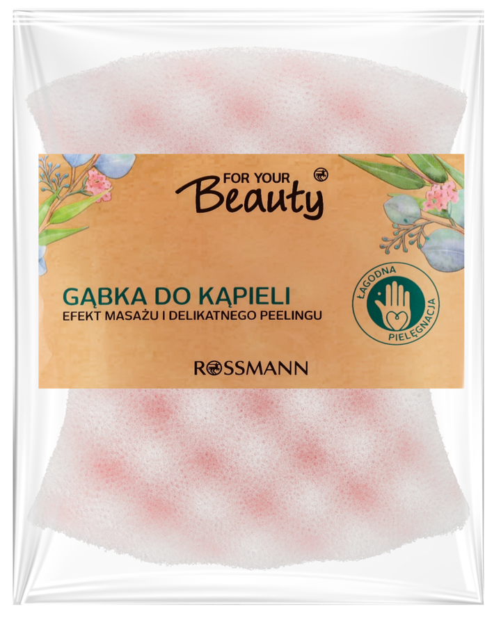 FOR YOUR BEAUTY, gąbka do kąpieli, efekt masażu i delikatnego peelingu, 1 szt.
