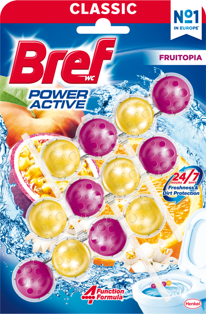 BREF, Classic Power Aktiv, zawieszki do WC, Fruitopia, 3x50 g