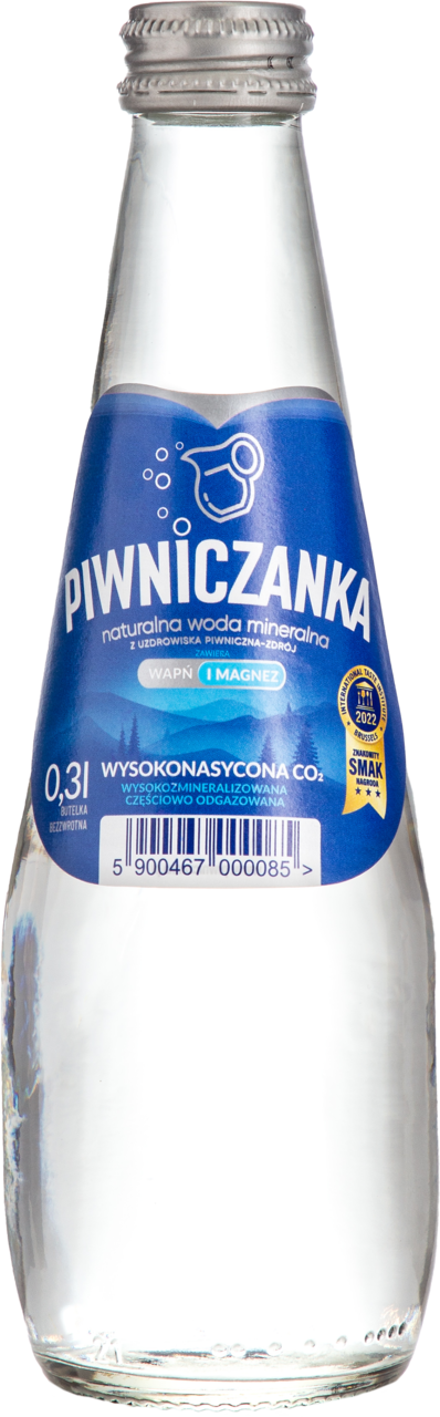 PIWNICZANKA, woda mineralna, wysokonasycona CO₂, 0,3 l