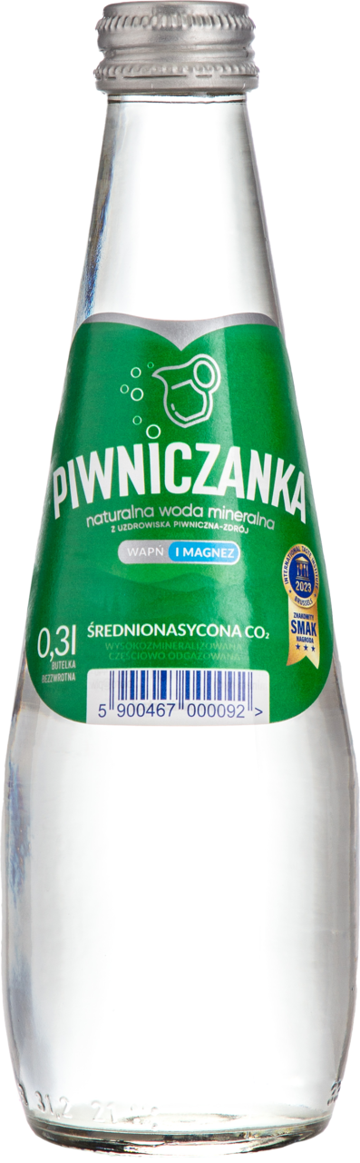 PIWNICZANKA, woda mineralna, średnionasycona CO₂, 0,3 l