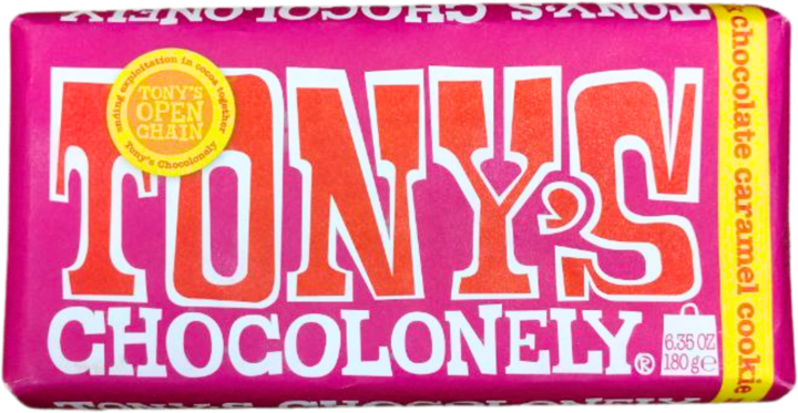 TONY'S CHOCOLONELY, czekolada mleczna z kawałkami karmelu i ciasteczek, 180 g