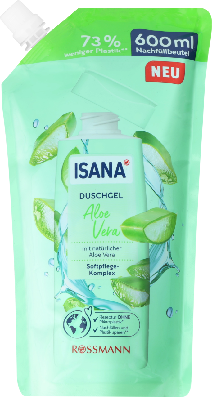 ISANA, żel pod prysznic, zapas, Aloe Vera, 600 ml
