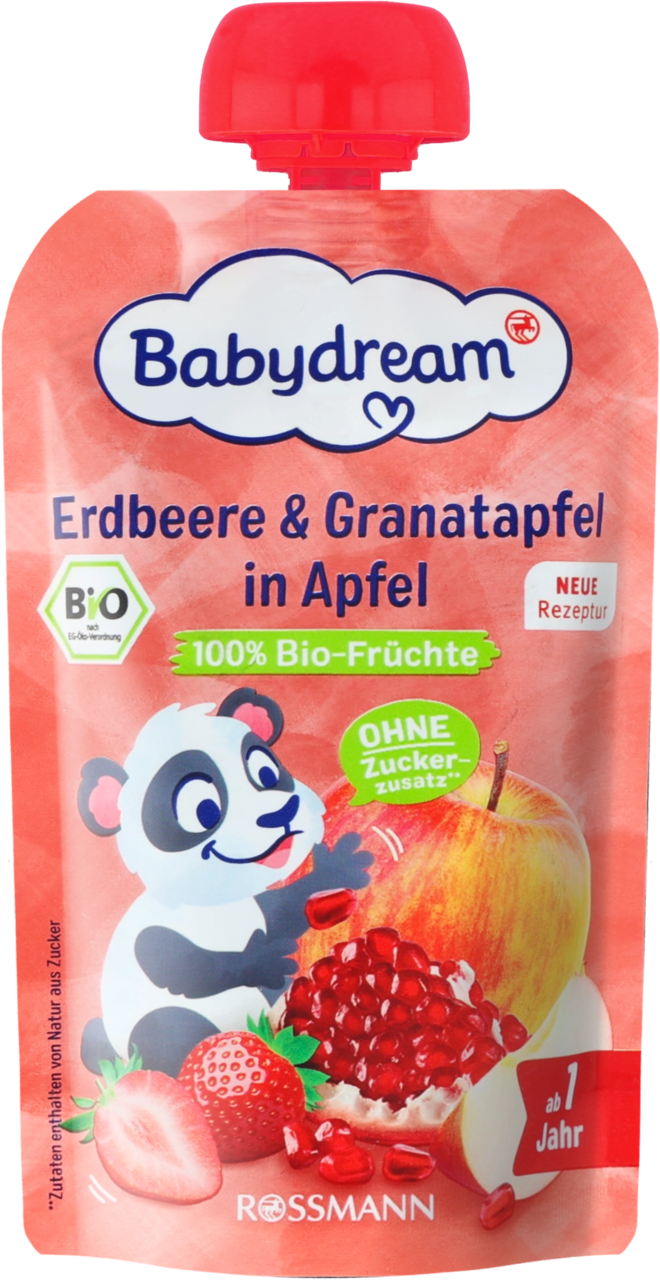 BABYDREAM, przecier w tubce, Jabłko, Truskawka, Granat, od 1.roku życia, 100 g