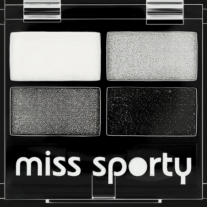 MISS SPORTY, Studio Color Quattro, paleta cieni do powiek, nr 404 Real Smoky/Smoky Black, 1 szt.