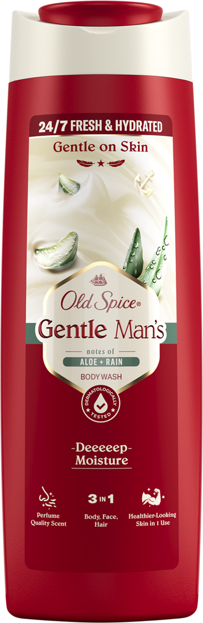 OLD SPICE, Gentle Man's, żel pod prysznic dla mężczyzn, nawilżający, 3w1, Aloe + Rain, 400 ml