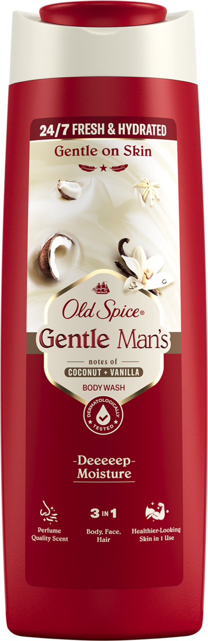 OLD SPICE, Gentle Man's, żel pod prysznic dla mężczyzn, 3w1, Coconut + Vanilla, 400 ml