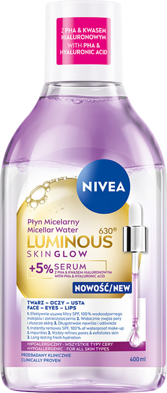 NIVEA, Luminous 630 Skin Glow, płyn micelarny, 400 ml