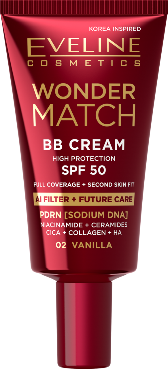 EVELINE COSMETICS, Wonder Match, krem BB do twarzy, SPF 50, nr 02 Vanilla, 30 ml