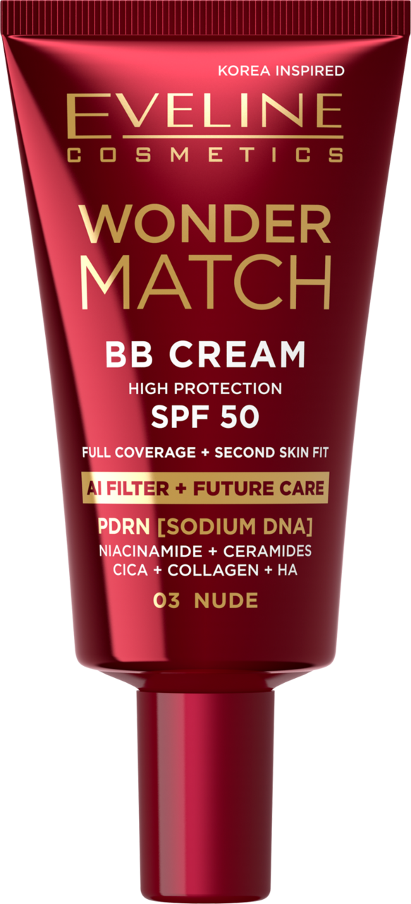 EVELINE COSMETICS, Wonder Match, krem BB do twarzy, SPF 50, nr 03 Nude, 30 ml