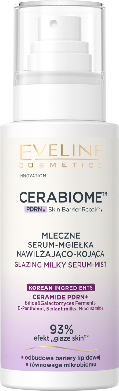 EVELINE COSMETICS, Cerabiome, serum-mgiełka do twarzy, nawilżająco-kojąca, mleczna, na dzień i na noc, 150 ml