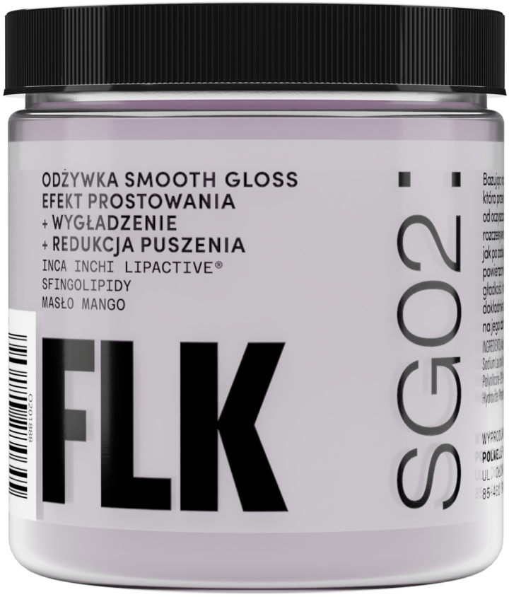 FLK, Smooth Gloss, odżywka do włosów, efekt prostowania + wygładzenie + redukcja puszenia, 250 ml