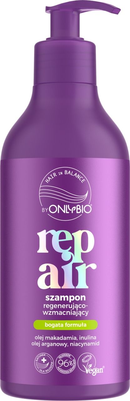 ONLYBIO HAIR IN BALANCE, Repair, szampon do włosów, regenerująco-wzmacniający, 400 ml
