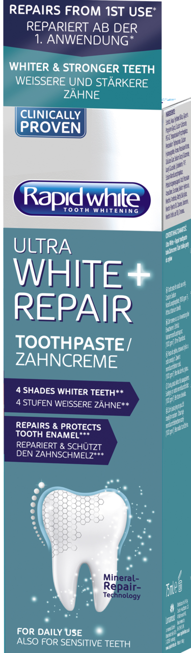 RAPID WHITE, Ultra White & Repair, pasta do zębów, wybielająca, 75 ml