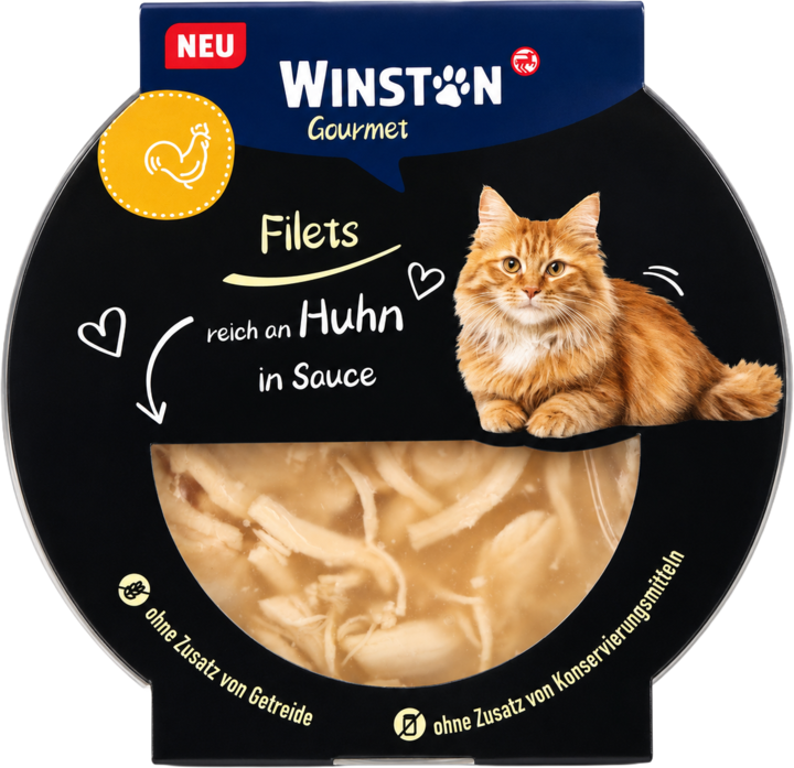 WINSTON, Gourmet, karma uzupełniająca dla kota, fileciki z kurczaka w sosie, 60 g