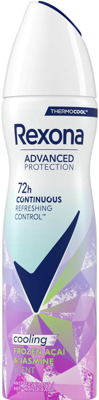 REXONA, Advanced Protection Thermocool, antyperspirant w sprayu dla kobiet, 72h, Frozen Acai & Jasmine, 150 ml