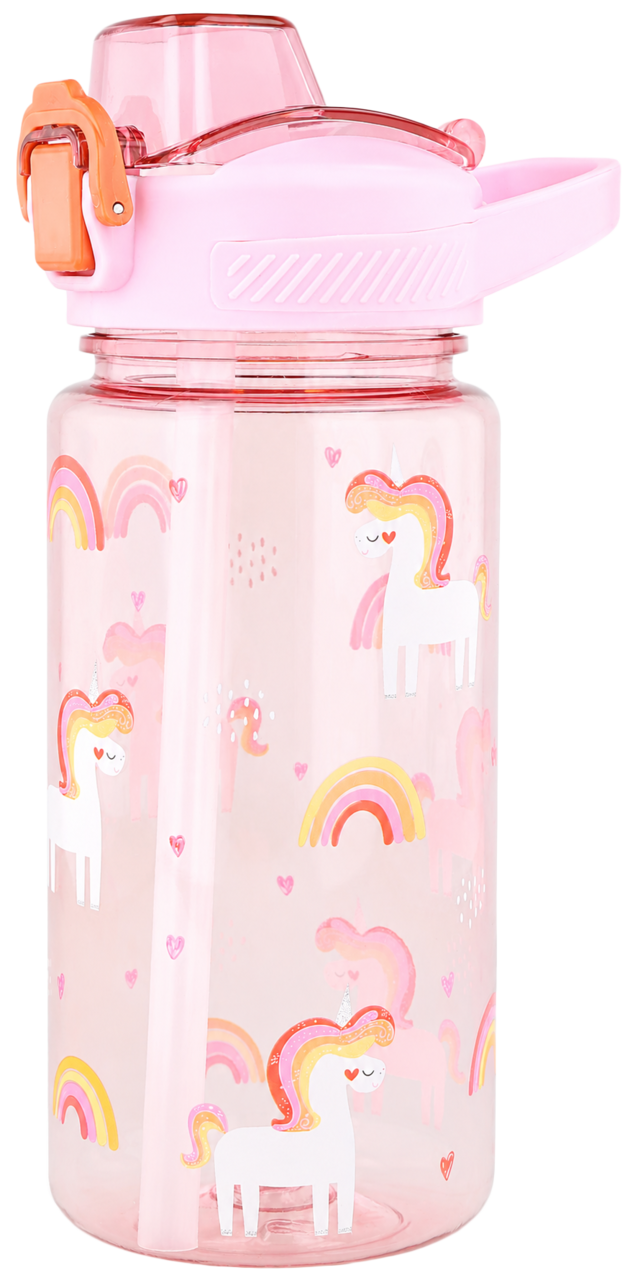 IDEENWELT, butelka ze słomką dla dzieci, Jednorożce, poj. 600ml, 1 szt.