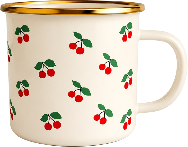 FLORINA, Emalia Pleszew, kubek emaliowany, Wisienki, poj. 500ml,, 1 szt.