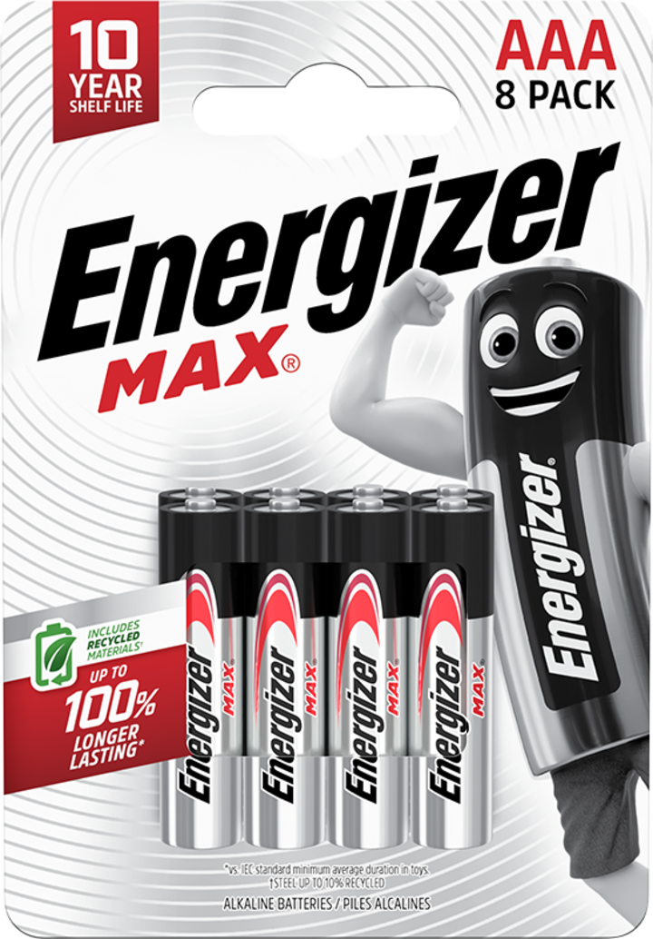 ENERGIZER, Max, baterie alkaliczne 1.5V, AAA, LR03, 8 szt.