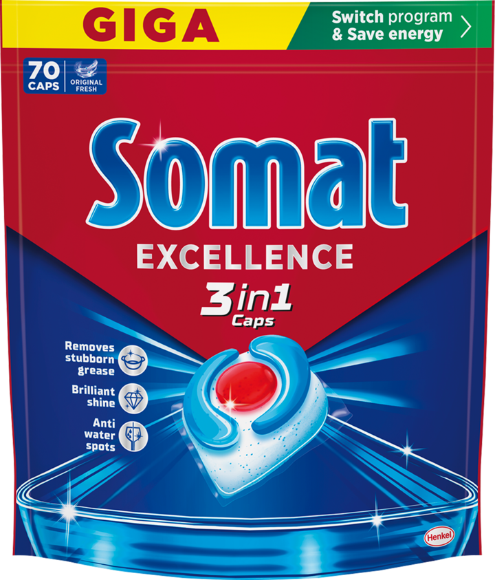 Somat, Excellence 3in1, kapsułki do zmywarki, 70 szt. | Drogeria ...