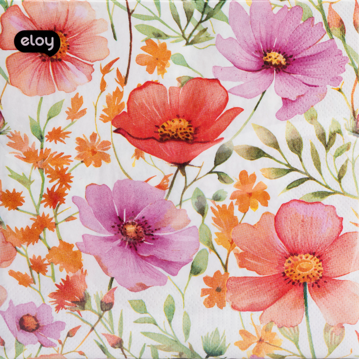 ELOY, serwetki dekoracyjne, 3-warstwowe, Kwiaty, wym. 33x33 cm, 20 szt.