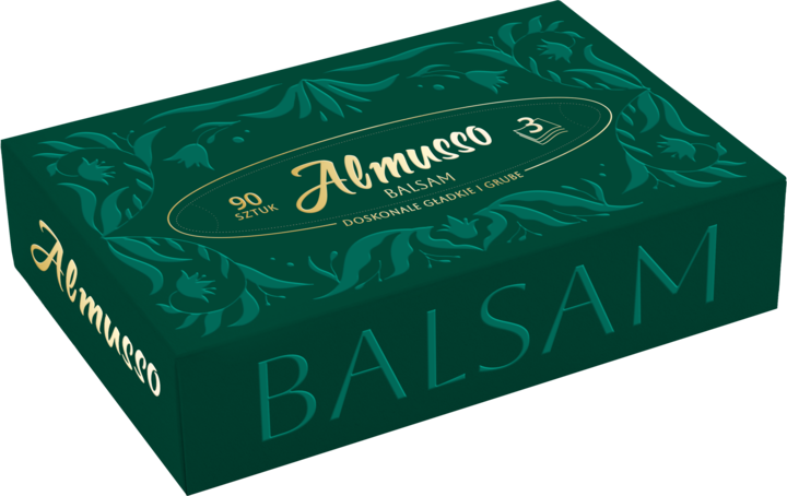 ALMUSSO, Balsam, chusteczki kosmetyczne z balsamem, 3-warstwowe, 90 szt.