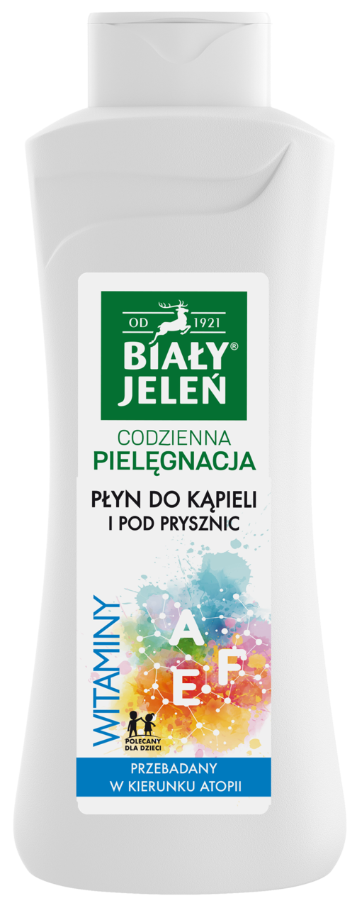 BIAŁY JELEŃ, Codzienna Pielęgnacja, płyn do kąpieli i pod prysznic, Witaminy A, E, F i Czysta Bawełna, 750 ml