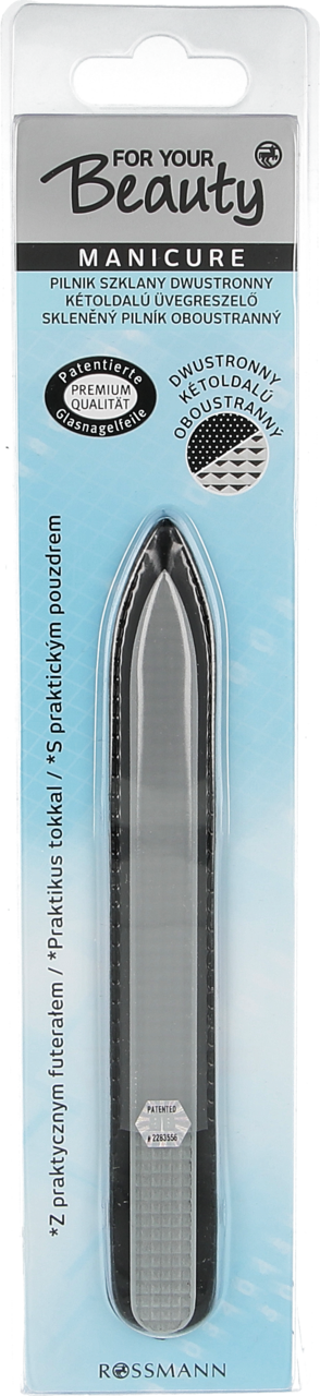 FOR YOUR BEAUTY, Manicure, pilnik do paznokci, szklany, dwustronny, 1 szt.