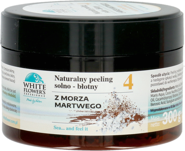 WHITE FLOWER'S EXPERIENCE, peeling do ciała, solno-błotny, naturalny z Morza Martwego, 300 g
