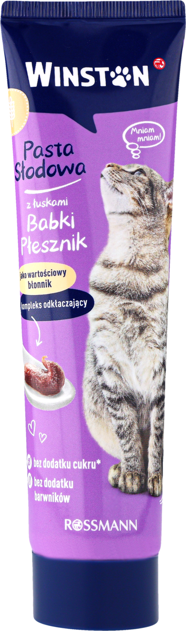 WINSTON, pasta słodowa dla kotów, odkłaczająca, z łuskami babki płesznik, 100 g