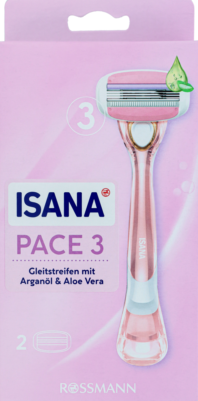 ISANA, Pace3, maszynka do golenia 3-ostrzowa, dla kobiet, rączka + 2 wkłady, 1 szt.