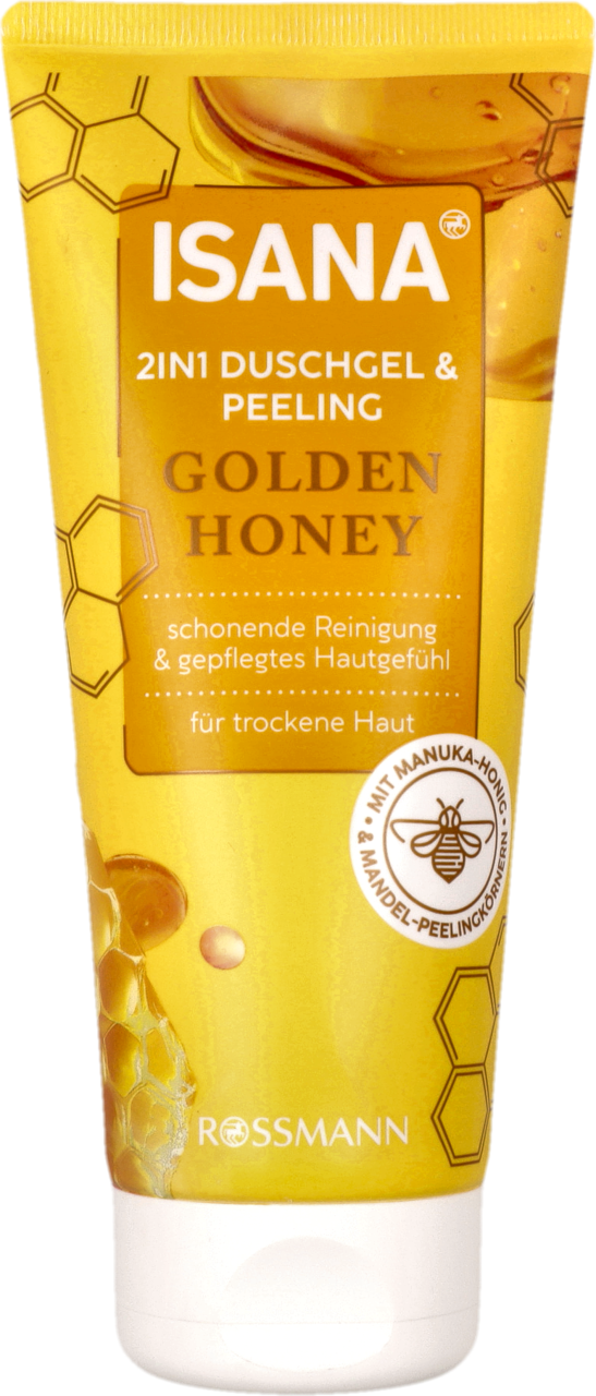 ISANA, żel pod prysznic z peelingiem, Golden Honey, 200 ml