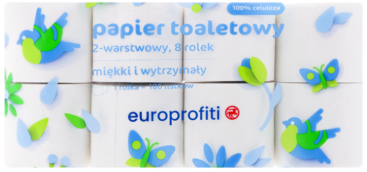 EUROPROFITI, papier toaletowy, 2-warstwowy, 8 szt.