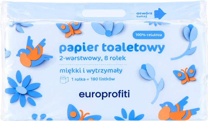 EUROPROFITI, papier toaletowy, 2-warstwowy, 8 szt.