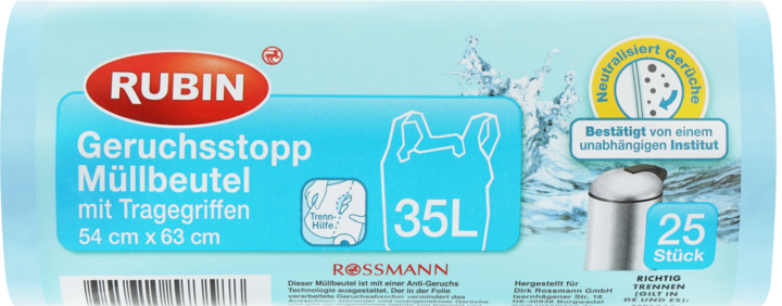 RUBIN, worki na śmieci z uchwytem, poj. 35 L, 25 szt.
