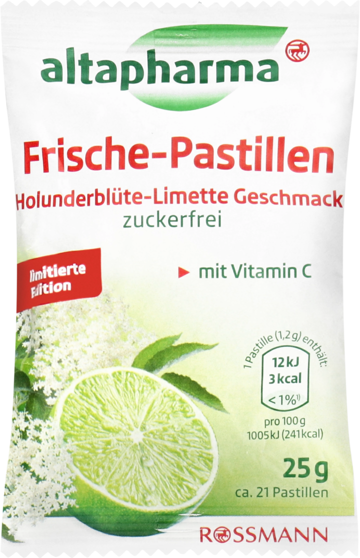 ALTAPHARMA, pastylki odświeżające, o smaku Czarnego Bzu i Limonki,, 25 g