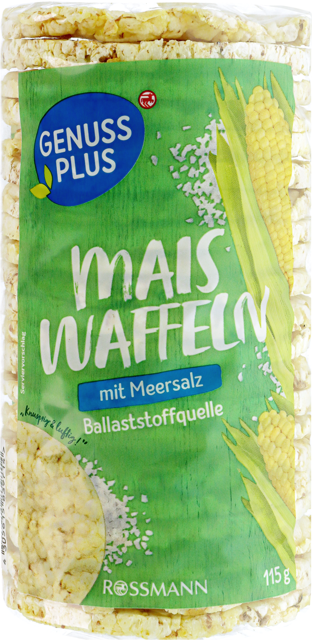 GENUSS PLUS, wafle kukurydziane, solone, 115 g