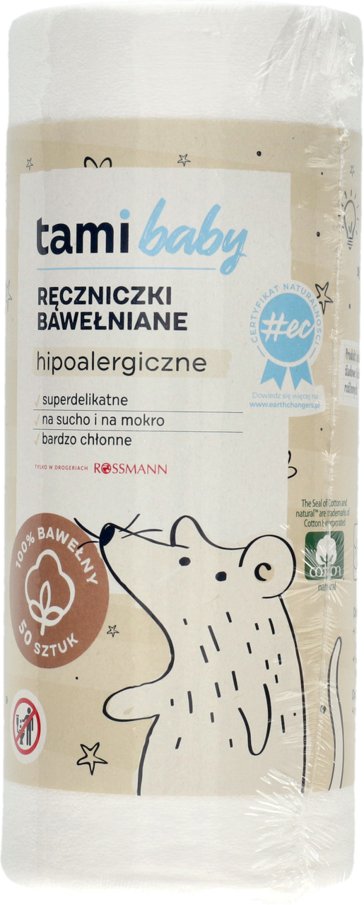 TAMI, Baby, ręczniczki bawełniane dla noworodków i niemowląt, superdelikatne, 50 szt.