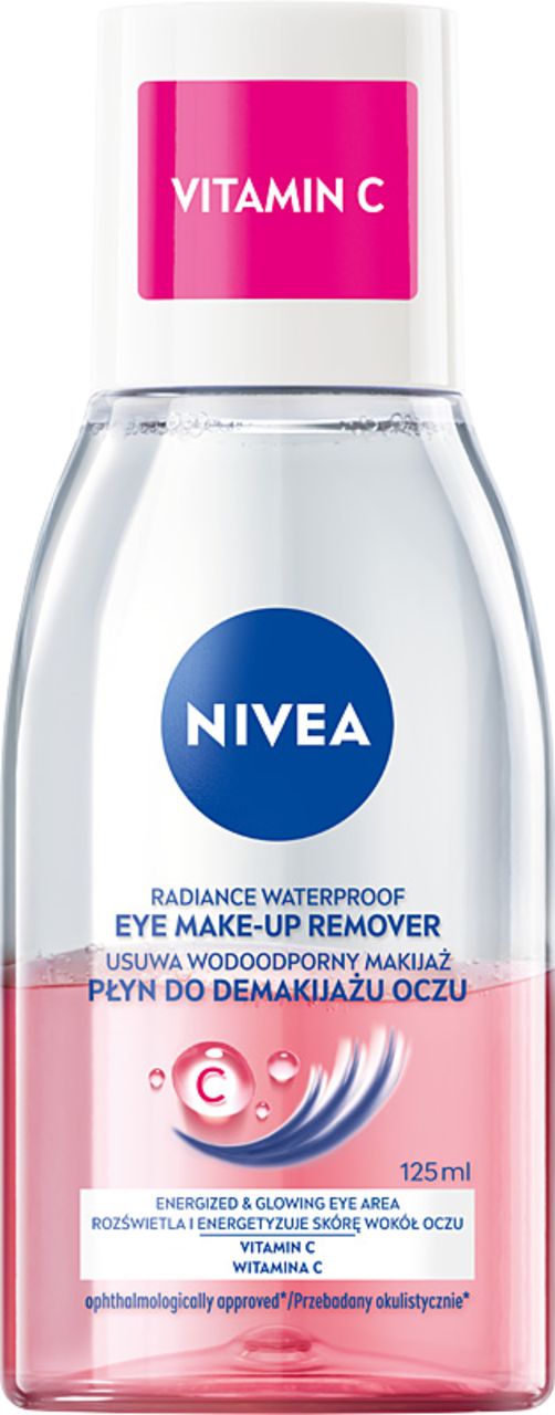 NIVEA, płyn do demakijażu oczu, dwufazowy, usuwa wodoodporny makijaż, Witamina C, 125 ml
