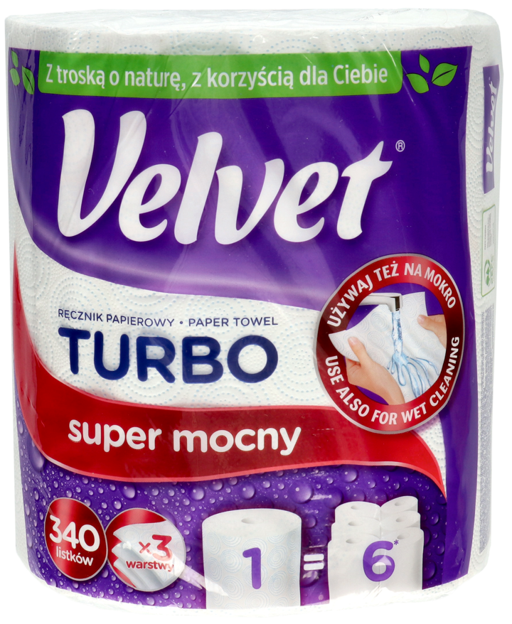 VELVET, Turbo, ręcznik papierowy, 3-warstwowe, 1 szt.
