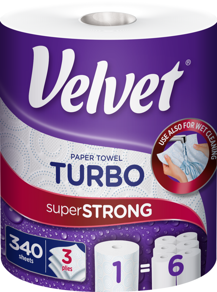 VELVET, Turbo, ręcznik papierowy, 3-warstwowe, 1 szt.