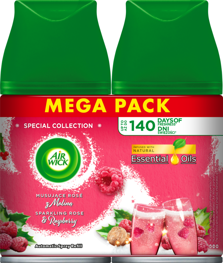 AIR WICK, Freshmatic, wkład do automatycznego odświeżacza powietrza, Musujące Rose z Maliną, 2x250 ml