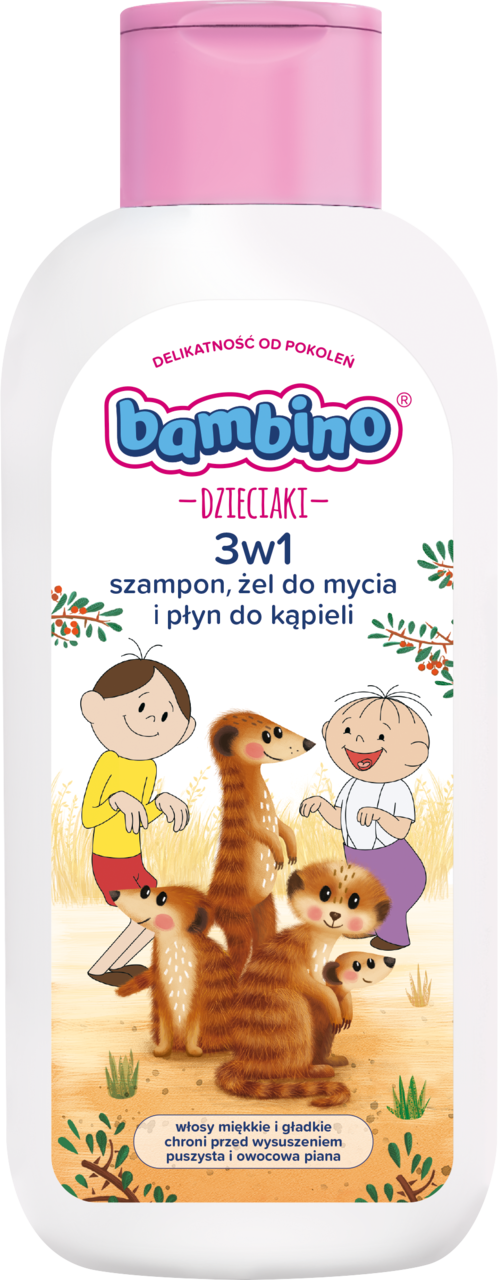 BAMBINO, Dzieciaki, szampon, żel do mycia i płyn do kąpieli, 3w1, 400 ml