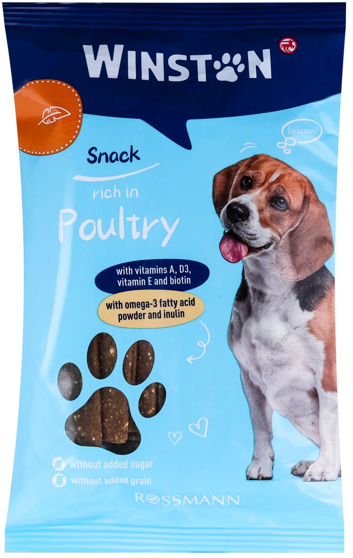 WINSTON, Snack, karma uzupełniająca dla dorosłych psów, z drobiem, 200 g