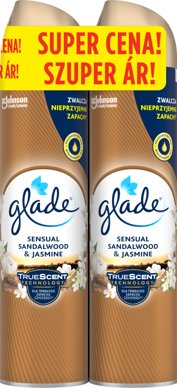 GLADE, odświeżacz powietrza w aerozolu, Sensual Sandalwood & Jasmine, 2 x 300 ml