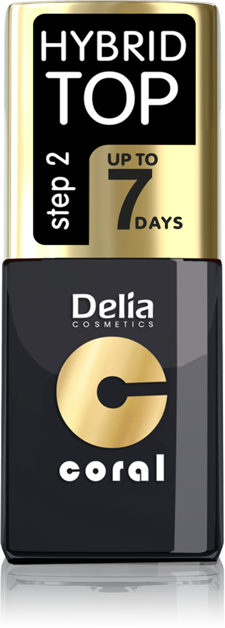 DELIA COSMETICS, Coral Hybrid Gel, top coat do lakierów hybrydowych, 11 ml